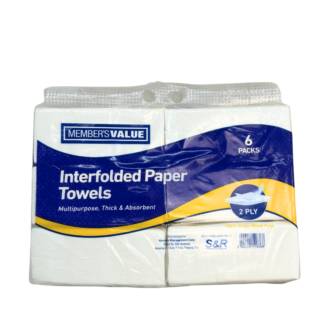 Member's Value Interfolded 2-Ply Paper Towel Tissue 6 packs Member's Value Interfolded 2-Ply Paper Towel Tissue 6 packs